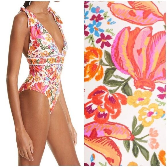 💕FARM RIO💕 Spring Bananas One Piece Swimsuit ~ Spring Bananas Print XS NWT - Picture 9 of 16
